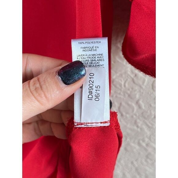 Express the Portofino Button Down Collared Chiffon Shirt Size XS Red Career Work - Picture 9 of 10